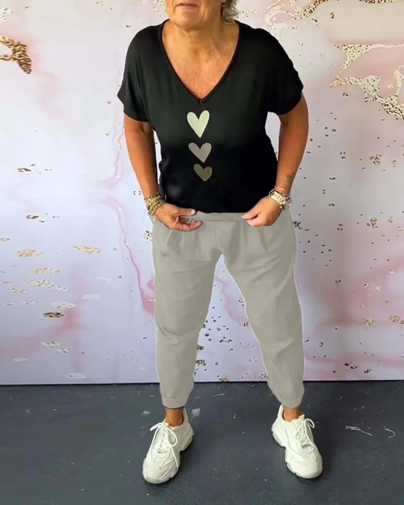 Pantalon met Elastische Taille en Zakken