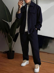 LAVEO - Matchende heren set | Jas + Broek set Zavalori Blauw S