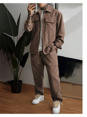 LAVEO - Matchende heren set | Jas + Broek set Zavalori Koffie S