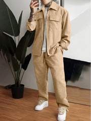 LAVEO - Matchende heren set | Jas + Broek set Zavalori Khaki S