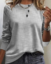 VERONIQUE - Gestreepte Trui met Ronde Hals Hoodies & Sweatshirts Zavalori Grijs S