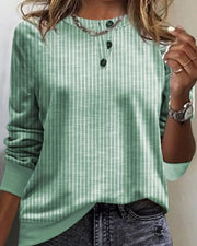 VERONIQUE - Gestreepte Trui met Ronde Hals Hoodies & Sweatshirts Zavalori Groen S