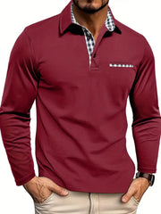 Stefan | Lange Mouwen Poloshirt voor Heren Shirts Zavalori Rood S