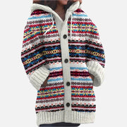 Helena - Stijlvolle Brei Cardigan voor Eenvoudige Verfijning Women's Cardigan Zavalori Wit Rood 8 (S)
