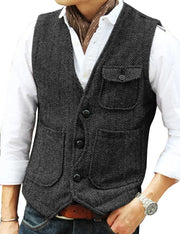 LEON | Heren Mouwloze Gilet Waistcoat Men Zavalori Zwart M