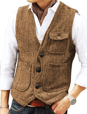 LEON | Heren Mouwloze Gilet Waistcoat Men Zavalori Bruin M