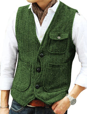 LEON | Heren Mouwloze Gilet Waistcoat Men Zavalori Groen M