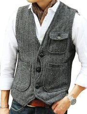 LEON | Heren Mouwloze Gilet Waistcoat Men Zavalori Grijs M