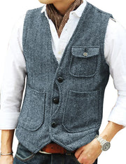 LEON | Heren Mouwloze Gilet Waistcoat Men Zavalori Marineblauw M
