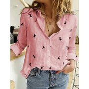 VIVIEN - Stijlvolle Dames Blouse bestseller2 Zavalori Roze met vogels 32