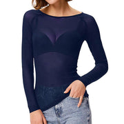EMMA - Lange Mouwen Mesh Top bestseller2 Zavalori Blauw S (32 -34)