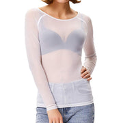 EMMA - Lange Mouwen Mesh Top bestseller2 Zavalori Wit S (32 -34)